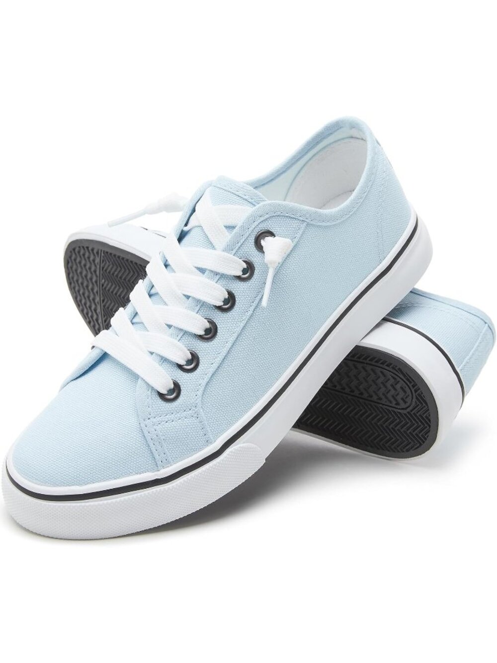 Women's Blue Slip On Non Slip Casual Lace Up Canvas Low Top  Fashion Sneakers
